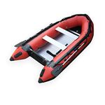 Seamax New Heavy Duty Ocean320 10.5ft Inflatable Boat with Aluminum Floor, V Bottom, Max Support 15HP Motor (Red)