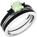 Dazzlingrock Collection 5mm Round Peridot & Black Diamond 3 Stone Ring Set in 925 Sterling Silver Size 7