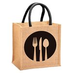 Kuber Industries Shopping Bag|Jute Eco-Friendly & Reusable Grocery Bag|Hand Bag with Zip & Handle for Daily Use|13x12 inch (Brown)