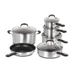 Cuisinart Advantage 11-Piece Non-Stick Pots and Pans Set, Easy-Grip Silicone Handles, PFAS Free, Silver (55-11BSC)