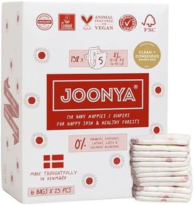 Joonya Baby Diapers, Size 5 XL (26-40 lb) - 6 Bags of 23 (138) - New Range - NonToxic, Eco-Friendly, Ultra Slim, Overnight Use - Made in Denmark
