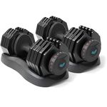 BRAINGAIN 17-in-1 Adjustable Dumbbells Set 40kg Pair | Space Saving Adjustable Weights for Home Gym | Multiple Dumbbells in One | Smart Click Technology