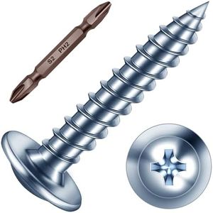 Mywish 300Pcs #8 × 1" Wood Screws, Phillips Truss Head Wood Screws, 1 Inch, Quick Metal Self Tapping, Galvanized Iron Zinc Oxide Plated Steel