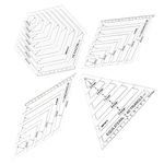 Quilting Templates Set, Square Quilting Rulers Contain Triangle & Hexagon Quilting Template with Patchwork Rulers Contain 45 Degrees & 60 Degrees (Transparent)