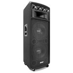 Portable Cabinet PA Speaker System - 1600 Watt Outdoor Sound System Vehicle Stereo Speakers w/ Dual 12" Woofers, 3.4" Piezo Tweeters, 5"x12" Super Horn Midrange, Crossover Network - PylePro PADH212