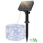 btfarm 1 Pack Solar String Lights Outdoor Garden, 6M/20FT Fairy Lights Solar Powered 8 Modes Copper Wire Solar Lights for Decorating Garden, Yard, Tree, Christmas, Cool White