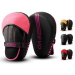 EVO Fitness Curved Matte Black Boxing Pads Men focus Mitts Punching Women MMA Muay Thai Martial Arts KickBoxing Hook and jab Hand Target Strike Shield Training Pads (Pink)