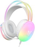 Gaming Headset with Microphone, RGB Rainbow Lighting, PC Wired Lightweight Gaming Headphones for PS4/PS5/Laptop/MAC, 3.5mm Audio Over Ear Headphone, Stereo Surround Sound, Self-Adjusting Headband