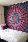 (Purple) - Indian Mandala Tapestry, Indian Hippie Hippy Wall Hanging, Bohemian Queen Wall Hanging, Bedspread Beach Tapestry (220cm x 140cm, Purple)