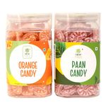 New Tree Hoots Candy Combo Pack of Orange Candy & Paan Candy Flavoured Sugar Candy II Sweet & Chatpata Candy II Pack of 2 Combined Weight 360gms