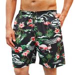 Enlision Mens Swimming Shorts Hawaiian Swim Shorts for Men Board Breach Shorts Swim Trunks Summer Hawaii Quick Dry Short with Pockets Flamingos M