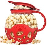 Enem Microwave Popcorn Maker, With Borosilicate Glass, With Full Customer Support from Enem, 3-in-1 Lid Measures Kernels and Melts Butter, Made Without BPA, Dishwasher Safe (Red)