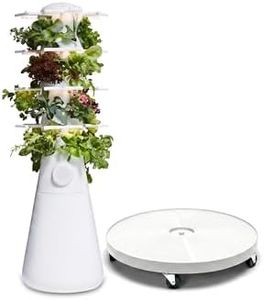 Lettuce Grow Farmstand Nook Vertical Hydroponic Garden Tower with Plant Dolly Rolling Base Indoor Outdoor Growing System Bundle