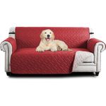 Hafaa Sofa Cover 3 Seater Water Resistant Sofa Slipcovers, Burgundy/Beige Non Slip Reversible Sofa Covers with Elastic Strap - Washable Sofa Protectors from Pets/Kids/Dogs