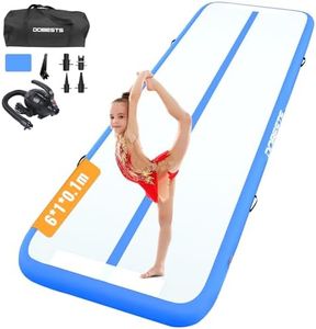 Inflatable Air Gymnastics Mat, 10ft/13ft/16ft/20ft Training Mat 4/8 inches Thickness Tumbling Mat with Electric Pump for Home/Gym/Outdoor-blue-6-10