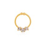 NEMICHAND JEWELS Pure Clip on Gold Plated 925 Sterling Silver Three Stone Nose Rings For Women - Non Pierced nose