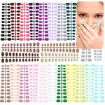 576 Pieces Kids Short False Nails, EBANKU Children Short Square Glossy Press on Nails with 120Pcs Nail Adhesive Tabs, 24 Colors Artificial Nail Tips Fingernails Decoration for Girls Kids