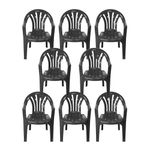 simpa Solana BLACK Stackable Low Back Plastic Garden Chairs - Set of 8