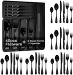 49-Piece Black Silverware Set with