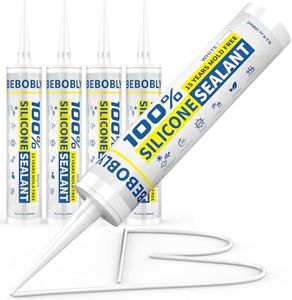 White Silicone Caulk & Sealant, 100% Waterproof Silicone Sealant Caulking, Shrink & Crack Proof, Silicone Caulking for Kitchen, Bathroom, RV, Interior & Exterior Use, 10.2 FL. OZ/300ML, 4 Pack