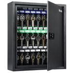 Pawfly 40 Position Key Cabinet with Combination Lock Resettable Black Digital Security Storage Box Steel Key Organizer with Adjustable Racks Colorful Key Tag Labels and Hooks