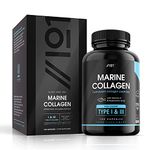 Marine Collagen 1000mg | 120 High Strength Capsules - Wild-Caught Type 1 Hydrolysed Marine Collagen Made with Vitamin C, E, B2, Zinc, Copper, Iodine & Hyaluronic Acid, by Alpha01®