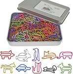 100 pcs Cute Paper Clips Assorted Colors, Animal Shaped Paperclips, Office Gifts School Gifts for Women Men Coworkers Teachers