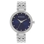 Giordano Fashionista Analogue Watch for Women Stylish Metal Strap, Diamond Studded Dial Ladies Wrist Watch 3 Hand, Ideal Gift for Female - GD-2141 (Blue)