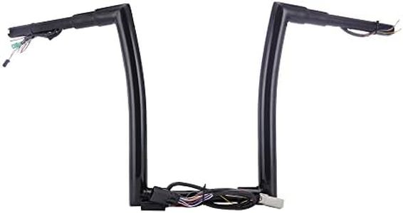 MoKitDora Road Glide Pre-wired Handlebar 14" Rise 1-1/2" Fat 1" Clamp Ape Hangers Z Bars for Harley 2008-2013 FLTR, Gloss Black