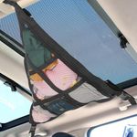 Kaskawise 31.5"x21.6" Car Ceiling Cargo Net-Fits Cars with Three Handles,Non-Blocking Rearview Mirror,Double-Layer Interior Roof Cargo Net for Travel Road Trips and Car Camping