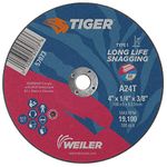 Weiler 57073 4" x 1/4" TIGER AO Type 1 Snagging Wheel, A24T, 3/8" A.H. (Pack of 10)