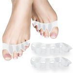 SUNFATT Toe Separator,Gel Toe Spacers for Overlapping Toes-[4 PCS]-Washable and Reusable Toe Straighteners,Dividers to Correct Bunions,Hammertoes,Relief Restore Feet