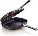 Happycall Titanium Nonstick Double Pan, Omelette Pan, Flip Pan, Square, Dishwasher Safe, PFOA-Free, Brown (Jumbo Grill)