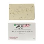 V55 MAX Salicylic Acid, Tea Tree Oil and Sulphur Soap Scrub for Spots Blackheads Milia Blemishes Problem Skin Suitable and Safe for those Prone to Acne - Paraben and Cruelty FREE - 100 g