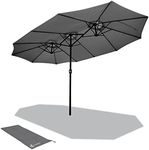 VOUNOT 4.6m Double Garden Parasol, Extra Large Rectangular Patio Table Umbrella, with Crank Handle, Protective Cover, UV 50+, Grey