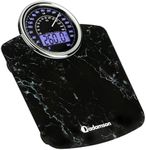 Adamson Hybrid 2-in-1 Analog & Digital Weighing Scale for Body Weight up to 400lbs + Thick Tempered Glass + Extra Large Display + Easy to Read Digital Bathroom Scale + New 2024 - Marble Black