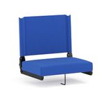 Flash Furniture Grandstand Comfort Flash-500 lbs Lightweight Stadium Chair with Handle and Ultra Padded Seat, Textile, Blue, Set of 1