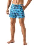 Nonwe Men's Bathing Suit Soft Relaxed Fit Quick Dry Striped Printed Board Shorts Blue 40