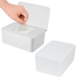 2 Pack Wipes Dispenser, Wipe Holder for Baby & Adult, Seposeve Refillable Wipe Container, Keeps Wipes Fresh, Far from Dirty Wipes, Easy to Open/Close Wipes Pouch Case. (2 White)