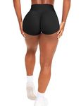 OZICERD High Waisted Gym Shorts for Women Scrunch Butt Workout Shorts Running Athletic Booty Shorts Black S