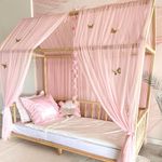 Baby Fancyroom House Bed Canopy Bed Canopy Pink for Cot Children's Room Canopy Bed Curtain Bed Canopy for Girls Princess Room (Sky Pink without Butterflies, 340 cm)