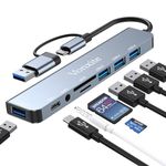 Vonxite USB C Adapter 8 in 1, USB-C Hub with 4USB A, USB-C Data Ports, SD/TF Card Reader, 3.5mm Headphone Jack, USB-C Hub Multiport Adapter for Smartphones, Laptops, iPad Pro, Switch, and More