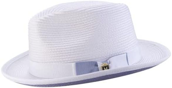 MONTIQUE White with Lavender Bottom Braided Stingy Brim Pinch Fedora Hat H85 Lavender/White S