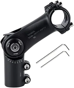 FIFTY-FIFTY Adjustable Bike Stem, 0-60 Degree Mountain Bike Stem, Riser Stem for 1-1/8 Steer Tube 31.8mm Handlebar, Alloy Stem for Most Bicycle, Road Bike, MTB, E-Bike with 2 Hex Keys (Black, 110mm)