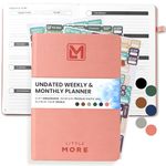 Little More Undated Weekly & Monthly Planner - Helps you Set Goals, Increase Productivity & Manage Time - Includes Calendar Stickers - Undated Planner, Notebook & Agenda - A5 (5.8”x8.3") - Rose Gold