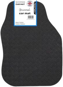 Nicoman Universal Black Car Mats with Anti-Slip, Heavy Duty Performance All Weather Protection, Trim to Fit Rubber Floor Mat Carpet for SUV, Vans, Sedans, Trucks Waterproof, Made in UK (Driver side)