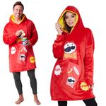 Pringles Hoodie Blanket for Adults Teenagers Cosy Oversized Fleece Hoodie One Size Sherpa Hood Pocket Gifts for Men