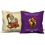 Indigifts Grandparents Caring Grandma & Grandpa Multi Cushion Cover 12x12 inch with Filler Set of 2 - Gift for Grandmother-Grandfather-Birthday, Anniversary, Grandmom, Granddad