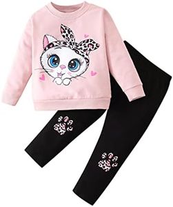 Toddler Children Toddler Baby Girls Long Sleeve Cute Cartoon Animal Tops Blouse Leopard Print Trousers Outfits Set 2 Pieces Clothing Pyjamas Girls, pink, 2-3 Years