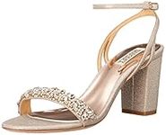 Badgley Mischka Women's Nadine Heeled Sandal, Champagne Textile, 3.5 UK